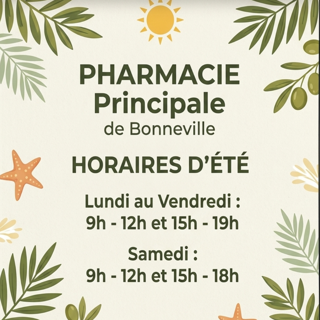 Horaire d'ete pharmacie principale de bonneville